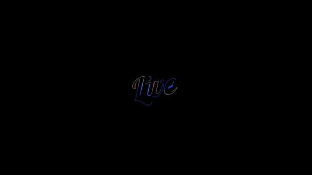 Liquid Effect over flat saturated red and blue Live word on a animated typographic fluid 4k text composition with black background. — Wideo stockowe