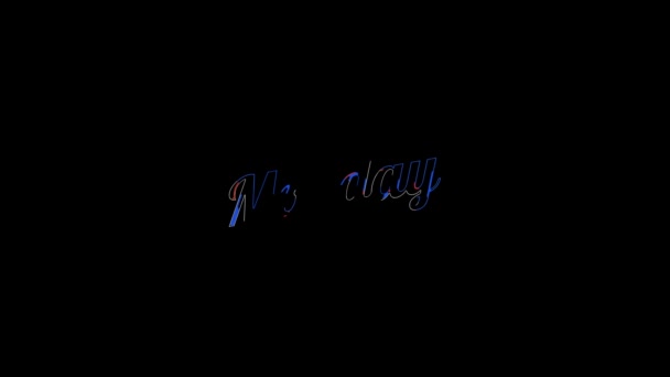 Liquid Effect over flat saturated red and blue Monday word on a animated typographic fluid 4k text composition with black background. — Stock videók