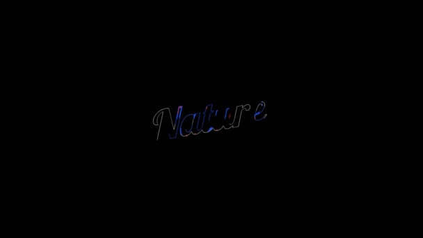 Liquid Effect over flat saturated red and blue Nature word on an animated typographic fluid 4k text composition with black background. — Stock videók