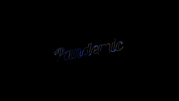 Liquid Effect over flat saturated red and blue Pandemic word on a animated typographic fluid 4k text composition with black background. — Stock videók