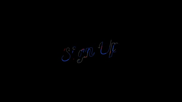 Liquid Effect над плоским насыщенным красным и синим Sign Up словом на анимационной типографской флюидной текстовой композиции 4k с черным фоном . — стоковое видео