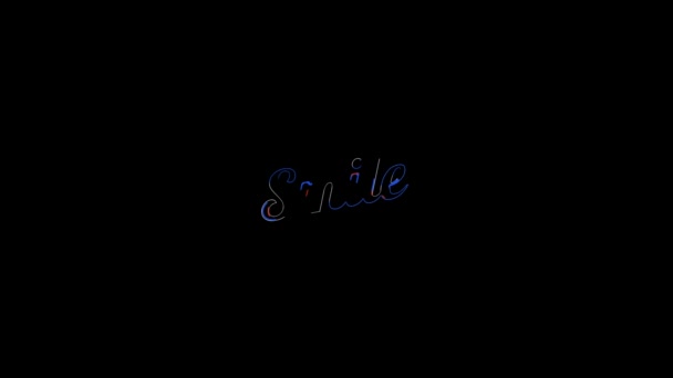 Liquid Effect über flach gesättigtes rotes und blaues Smile-Wort auf einer animierten typografischen flüssigen 4k-Textkomposition mit schwarzem Hintergrund. — Stockvideo