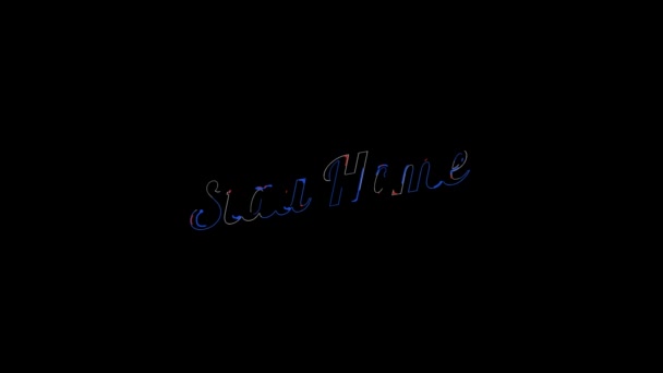 Liquid Effect over flat saturated red and blue Stay Home parola su un fluido tipografico animato composizione di testo 4k con sfondo nero . — Video Stock