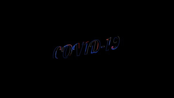 Жидкое воздействие на плоский насыщенный красный и синий коронавирус слово на анимированной типографической жидкости 4k текстовой композиции с черным фоном . — стоковое видео