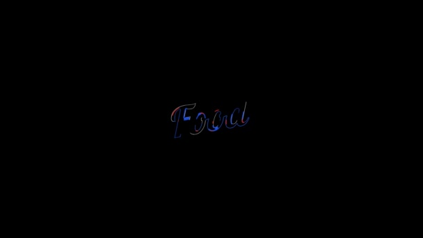 Liquid Effect over flat saturated red and blue Food word on an animated typographic fluid 4k text composition with black background. — Stock video