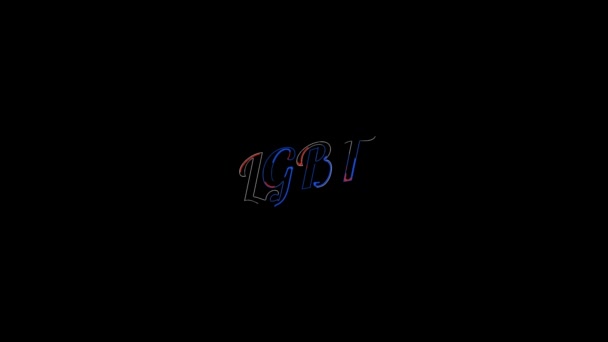 Flüssigkeitseffekt über ein flaches gesättigtes rotes und blaues LGBT-Wort auf einer animierten typografischen flüssigen 4k-Textkomposition mit schwarzem Hintergrund. — Stockvideo