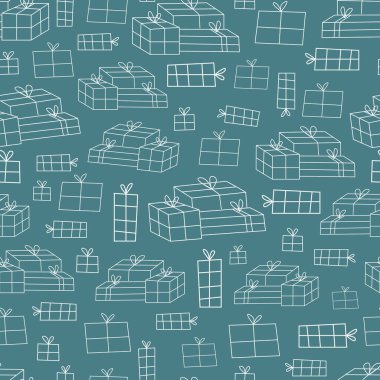 Koyu yeşil renkte hediyeler ile aynı deseni tekrarla