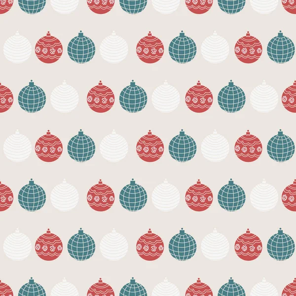 Patrón vectorial coloridas bolas de Navidad en beige — Archivo Imágenes Vectoriales