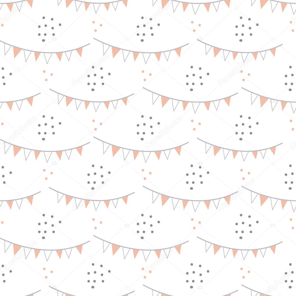 Vector repeat pattern with party flags and dots