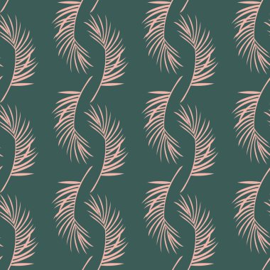 Trendy vector pattern with pink tropical leaves