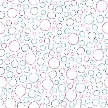 Renkli el çizimi daireleri olan beyaz desen