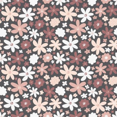 Küçük pembe ve beyaz çiçekli çiçek deseni