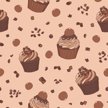 Kek ve cevizli tatlı vektör deseni