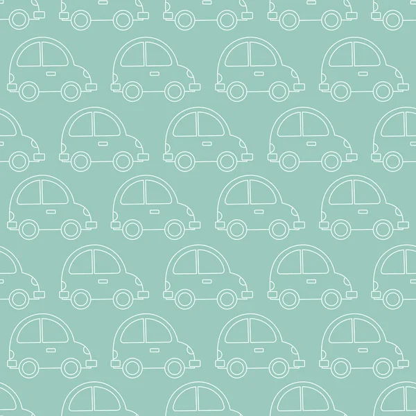 Patrón vectorial con coches blancos sobre fondo verde — Archivo Imágenes Vectoriales
