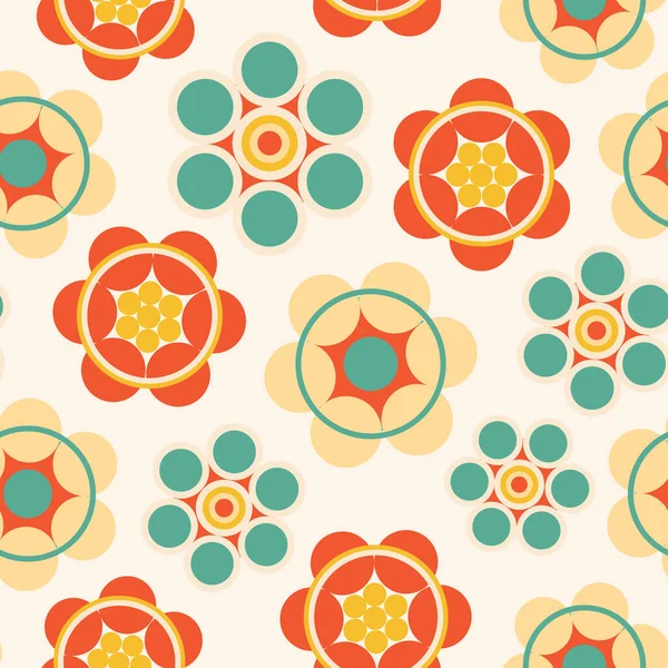 Modèle vectoriel rétro avec des fleurs géométriques colorées — Image vectorielle