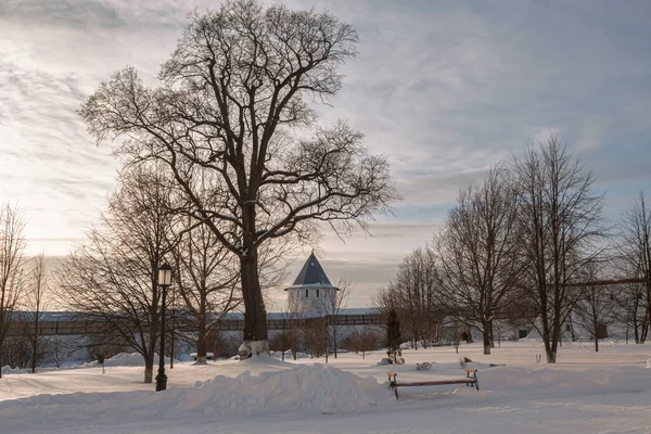 Vinterlandskap Spaso Prilutsky Kloster — Stockfoto
