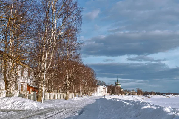 Ryssland Härligt Ustyug Vintervall Vid Sukhonafloden — Stockfoto