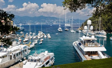 İtalya 'nın Ligurian sahilleri. Portofino şehri.