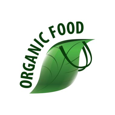 Yeşil yapraklı organik tabela. Vektör