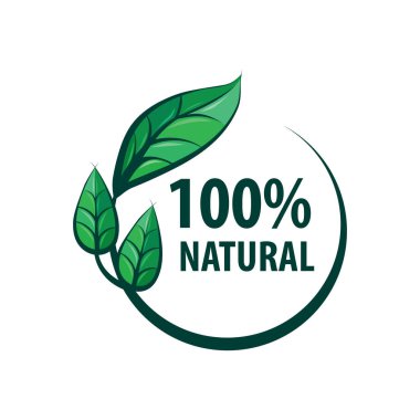 Beyaz zemin üzerinde doğal ürün simgesi olan yeşil kauçuk damga. Vektör.