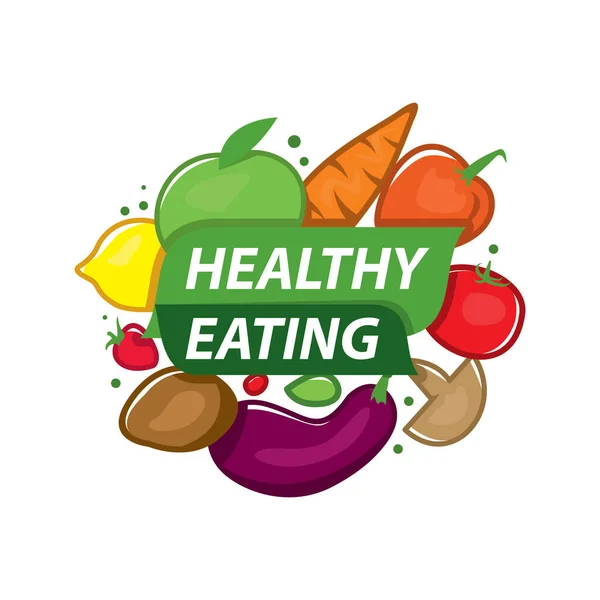 Vector logo verduras frescas para una dieta saludable — Archivo Imágenes Vectoriales