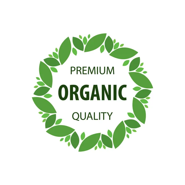 Segno organico con foglie verdi. Vettore — Vettoriale Stock