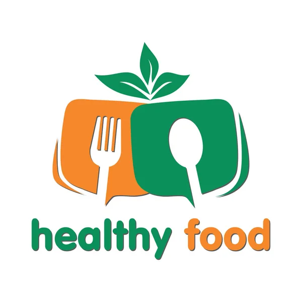 Modelo de logotipo de comida saudável. Produto natural — Vetor de Stock