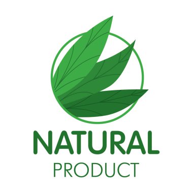 Beyaz zemin üzerinde doğal ürün simgesi olan yeşil kauçuk damga. Vektör.