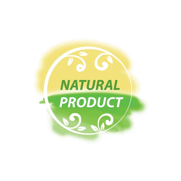Zielony znaczek z tekstem Naturalna ikona produktu izolowana na białym tle. Wektor. — Wektor stockowy