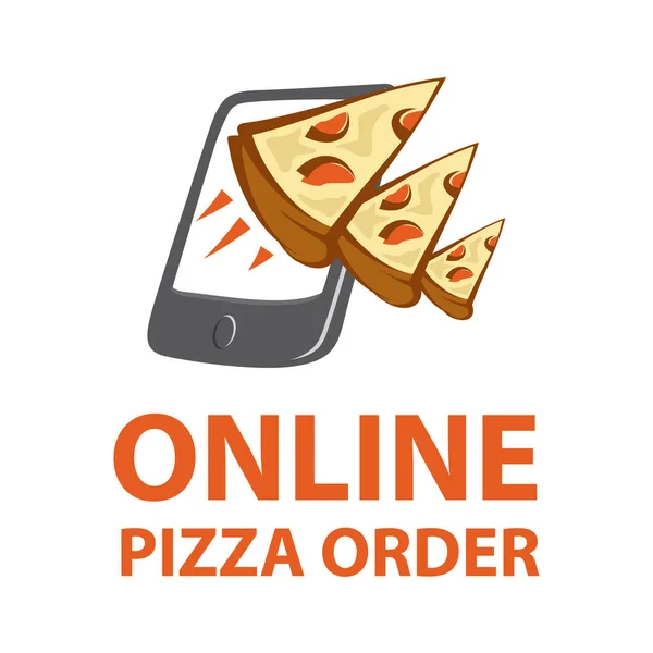 Pizza quickly delivering logo. Illustration of fiery pizza with sausage and mushrooms. Piece of flamy fastfood car, wheels, brand sign. Cafe, pizzeria, restaurant, lunch bar courier service icon. — Stock Vector