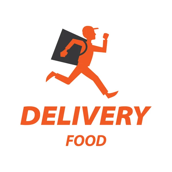 Векторная доставка еды, логотип и иллюзии, человек — стоковый вектор