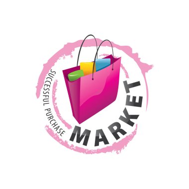 vektör logo bordo alışveriş çantası