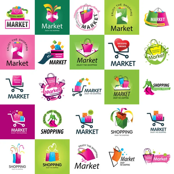 Vector shopping logo. Vector set of logos. Market — Stock Vector