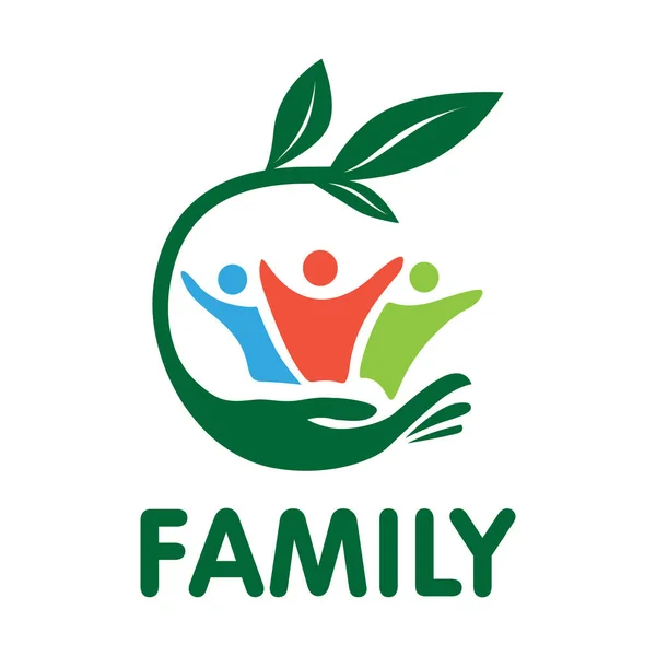 Vector logo familie, hand, zorg, eenheid — Stockvector