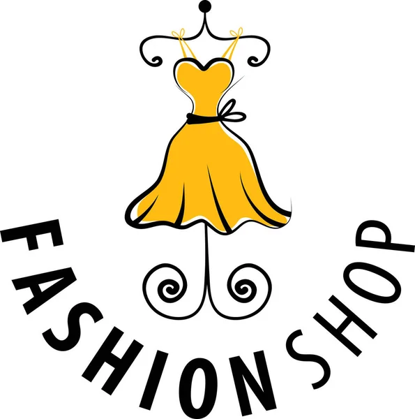 Λογότυπο κατάστημα μόδας, εικονογράφηση, απομονωμένη, κυρία — Διανυσματικό Αρχείο