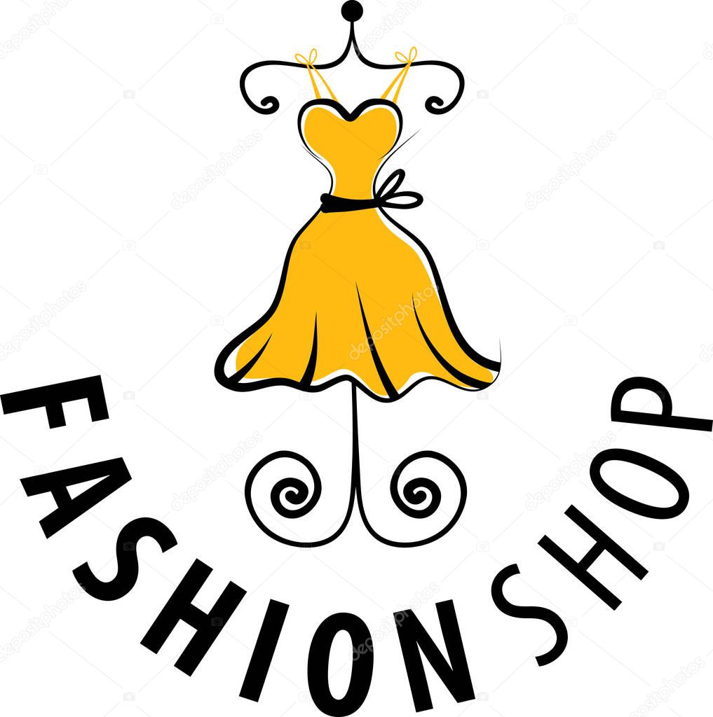 logo fashion shop, illustration, isolated, lady