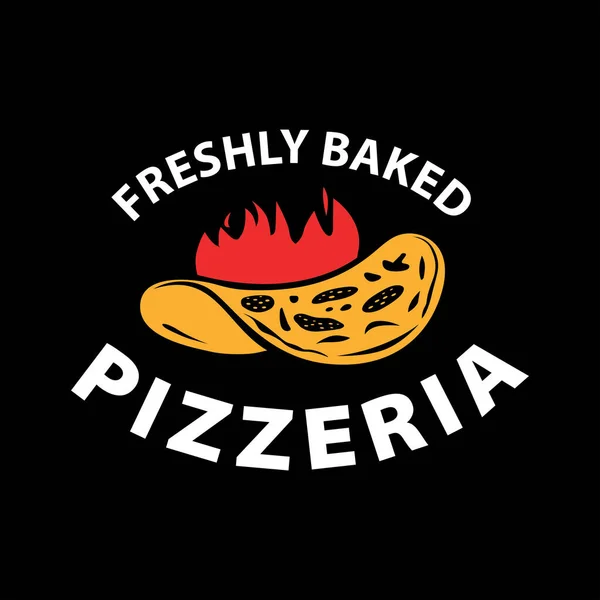 Pizzeria Vector Emblem on blackboard. Pizza logo template. Vector emblem for cafe, restaurant or food delivery service. — Stock Vector