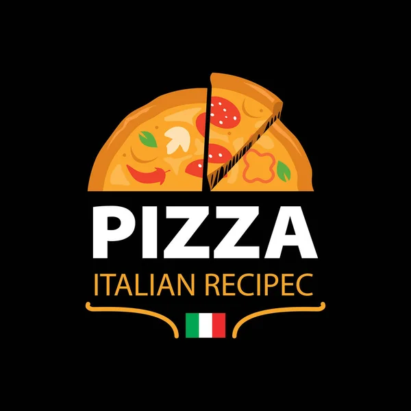 Emblème vectoriel de pizzeria sur le tableau noir. Modèle de logo Pizza. Emblème vectoriel pour café, restaurant ou service de livraison de nourriture . — Image vectorielle