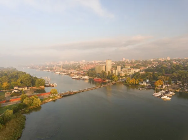 Aerial view above the Rostov-on-Don dockyard — Stock Photo, Image