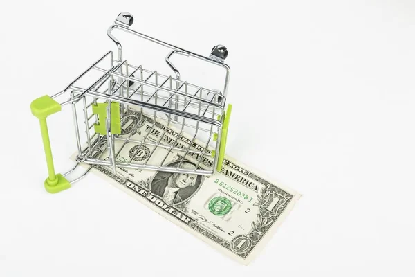 Dólar en el carrito de la compra . — Foto de Stock
