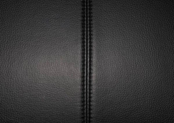 Черная кожаная текстура поверхности с швом . — стоковое фото