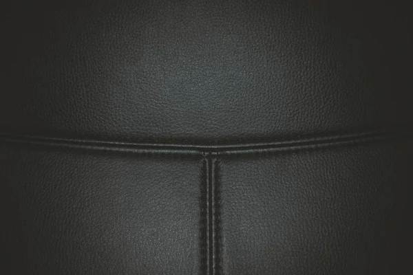 Black leather texture background surface with seam. — Stock Photo, Image