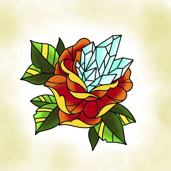 Traditional tattoo rose design.