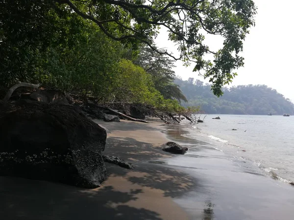 Costa Marítima Vulcão Krakatau Nas Proximidades — Fotografia de Stock