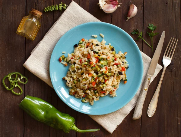 Risotto con verduras vista superior — Foto de Stock