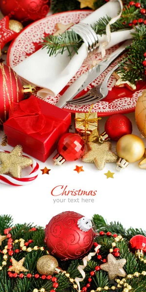 Rode en gouden feestelijke kerstdecoraties — Stockfoto