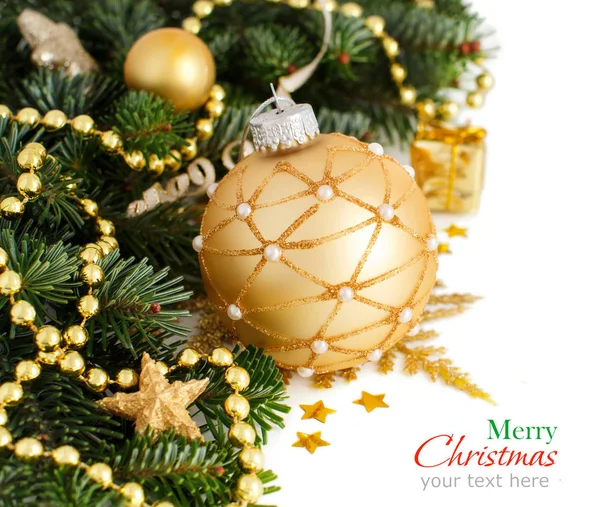 Golden festive christmas decorations — Stock Photo, Image