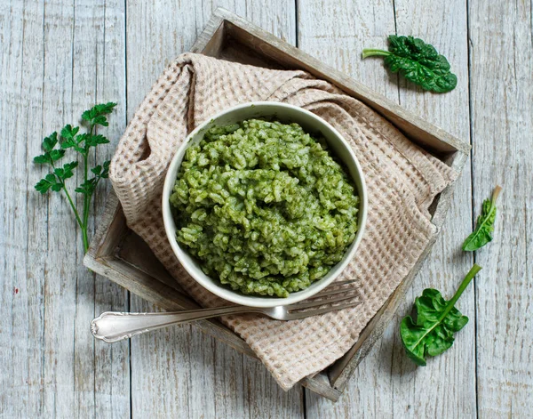 Risotto con crema de espinacas — Foto de Stock