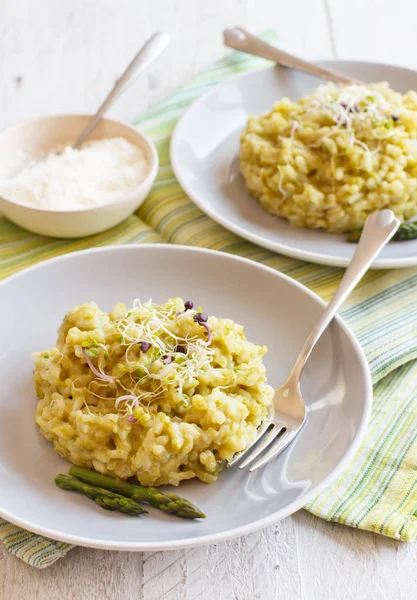 Asperges-risotto close-up — Stockfoto