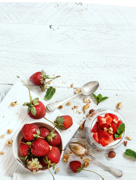 Chia pudding Strawberry parfait — Stock Photo, Image